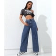 thumbnail image 6 of Women Straight Leg Jeans High Waisted Stretchy Wide Leg Boyfriend Jeans Denim Pants XL, 6 of 9