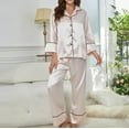 Womens Short Sleeve Pajama Set Button Down Cotton Sleepwear Set Lapel