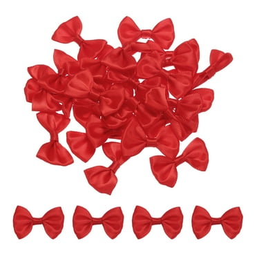 Uxcell 30pcs Red Bow Ties 1.5"x1" Mini Bowknot for Crafting Little Satin Bows