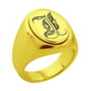 Tungsten Male Men Biker Signet Ring Royal Initial Letter Anniversary Oval Gold I-SZ-12