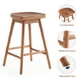 thumbnail image 3 of Farini 25.9" Saddle Counter Height Stools Set of 2, Wood Backless Bar Stools with Footrest for Kitchen Island, Walnut, 3 of 5