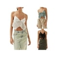 thumbnail image 4 of KelaJuan Women Lace Camisoles Summer Spaghetti Straps Tie-Up V-Neck Sleeveless Sling Tank Crop Tops, 4 of 6