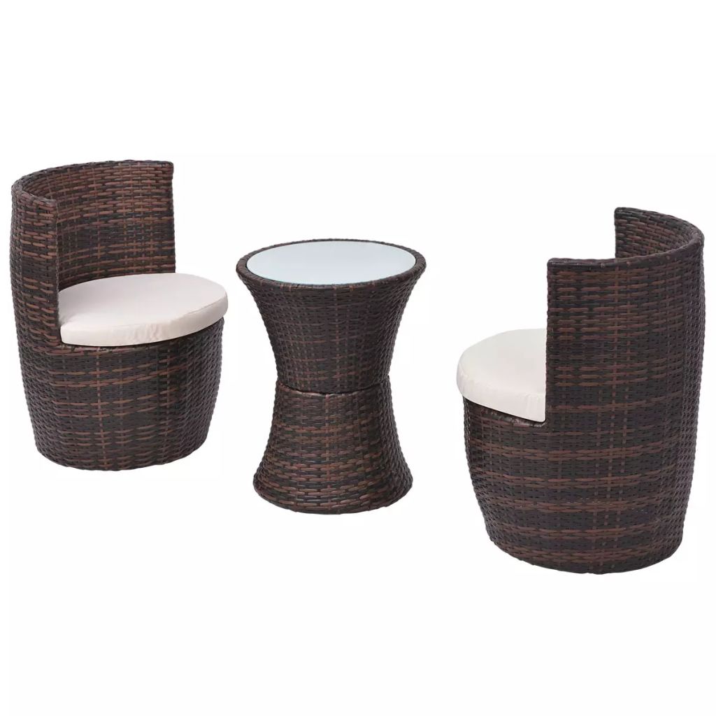Lowestbest 3Pcs Garden Bistro Set, Space-Saving Design Outdoor Leisure Sofa Set Lowestbest 3Pcs Garden Bistro Set, Space-Saving Design Outdoor Leisure Sofa Set