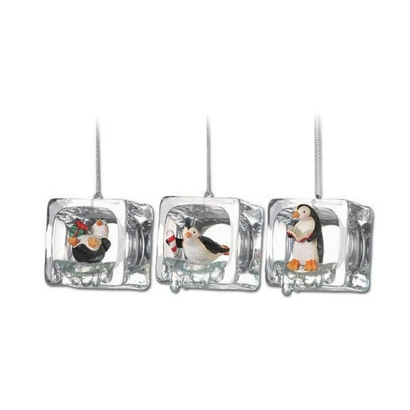 Icy Giftware Icy Crystal Penguin Ice Cube Christmas Ornaments - 2" - Set of 6