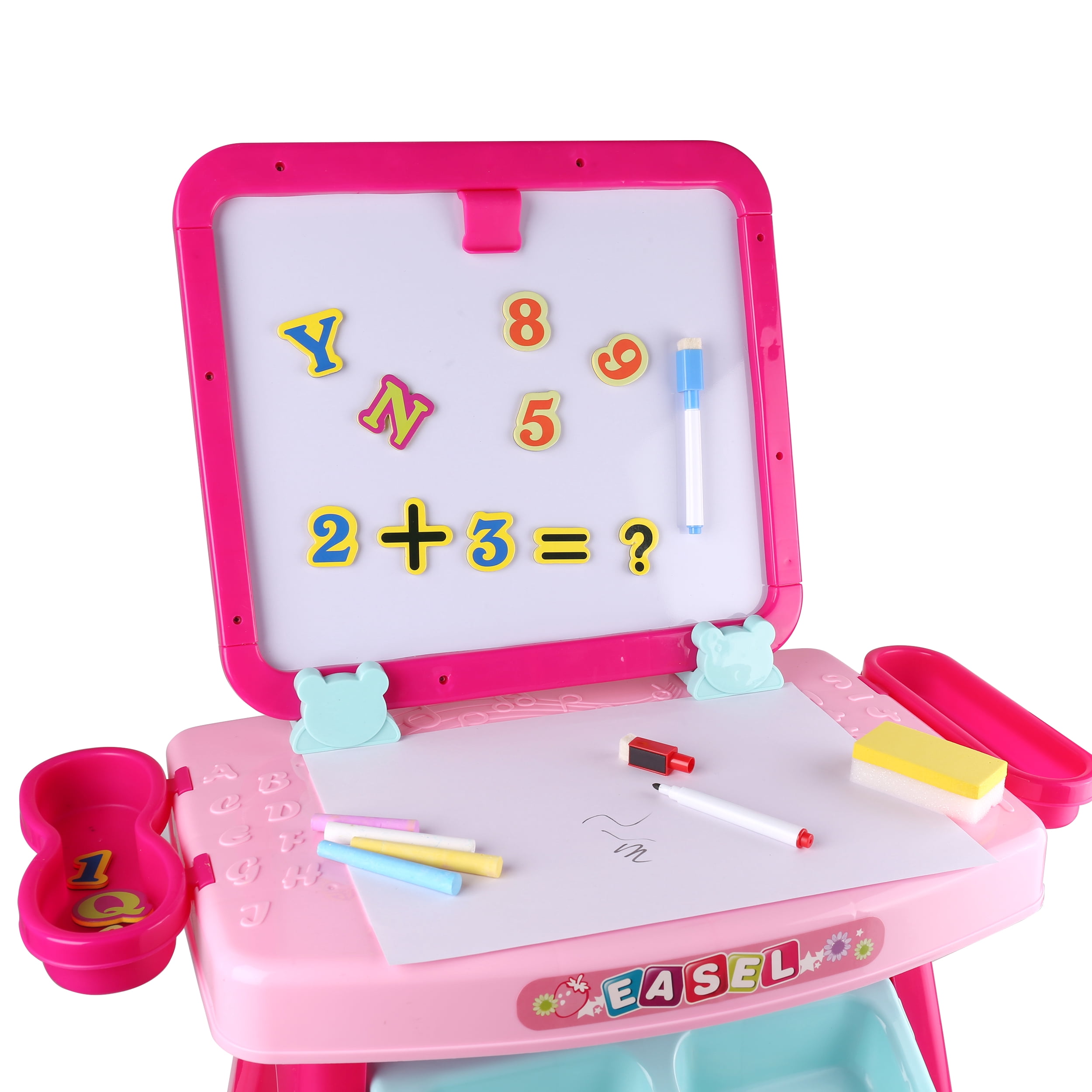 3-in-1 Kids Activity Desk with Dry Erase Board – Educational Art & Writing Table with Storage and 42 Piece Learning Set for Toddlers Boys & Girls