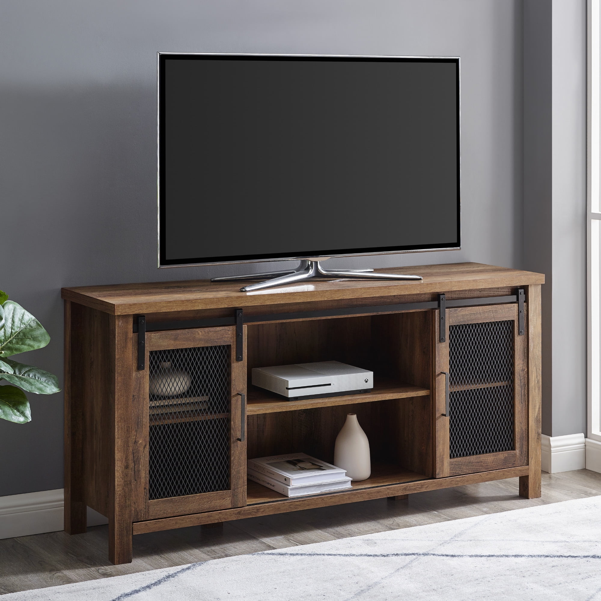 Granston Mesh Sliding Door Rustic Oak TV Console By River Street