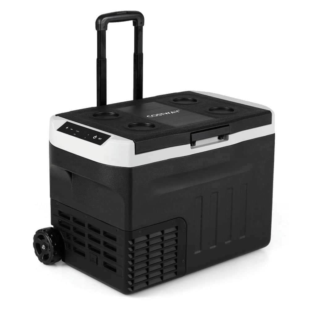 Demifill 12V Car Refrigerator 32QT with Touch Panel and Removable Divider-M, Camping Cooler for Outdoor as Garden, Backyard, Porch, Black