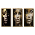 thumbnail image 2 of Designart "Sensual Glamour Woman Portrait in Black and Gold IV" Fashion Woman Framed Wall Art Set Of 3 - Gold Glam Frame Gallery Set For Office Decor, 2 of 6