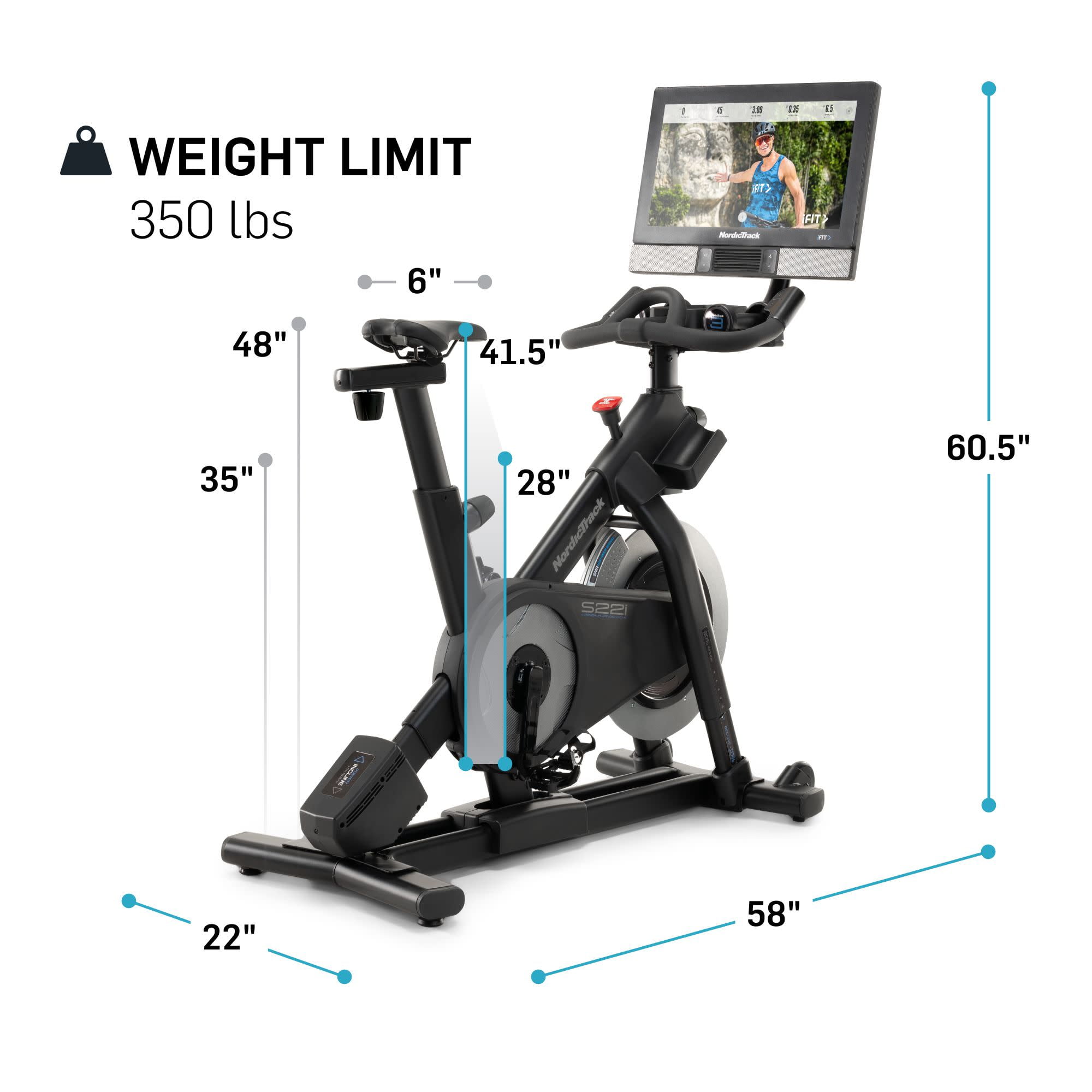 NordicTrack Commercial Series S22i iFIT enabled Indoor Exercise Bike with 22 inch Pivoting Touchscreen and Incline Decline Functionality Walmart