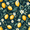 Blue Floral Lemons, variant on FORMRS Travel Umbrella Folding Auto Open Close Windproof Rain UV Protection, Blue Floral Lemons