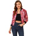 thumbnail image 1 of INSPIRE CHIC Blouson Bomber à Imprimés Floraux pour Femmes à Col Montant, Fermeture Éclair, Rouge, m, 1 of 5