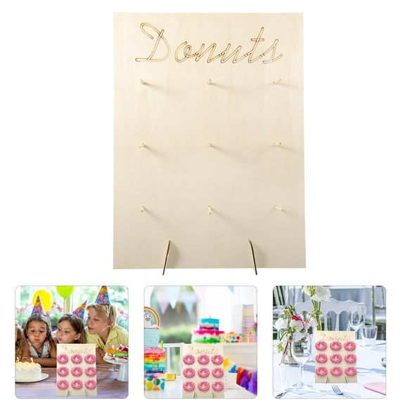 CATIEBYE Donut Shop Decor Donut Stand Wood Beige 1 Set