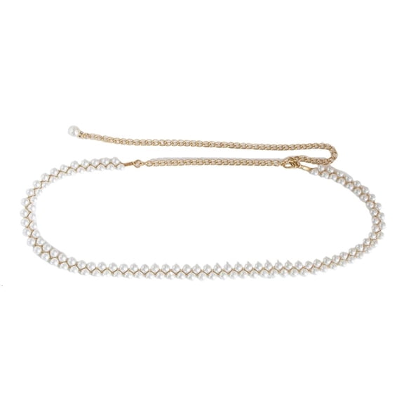 Ywmsfl Elegant Chain Belt Pearls Waist Chain Belt Decorative Dresses Chain Party Waist Chain Female Accessory Waist Jewelry
