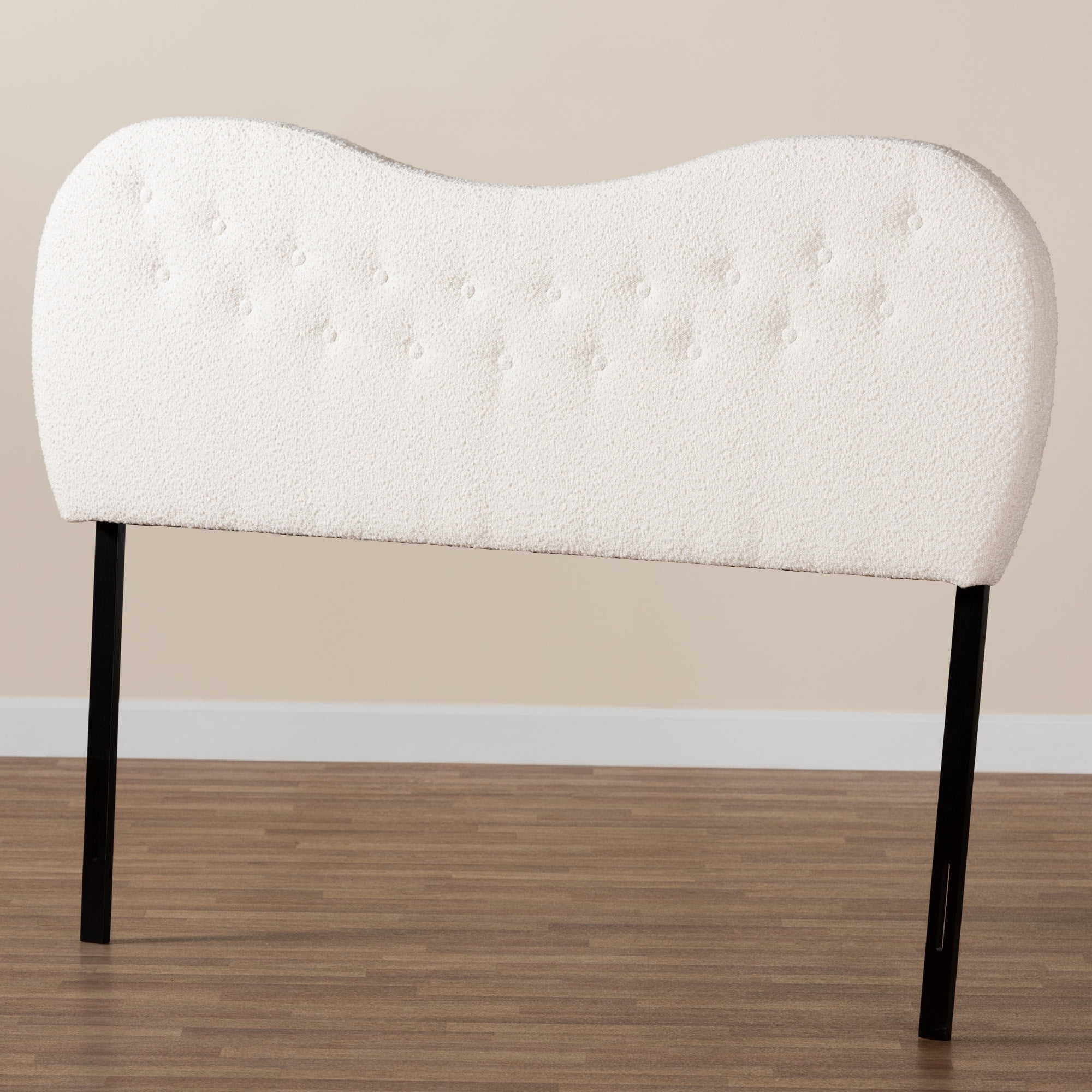 Baxton Studio Brantley Modern Cream Boucle Fabric Queen Size Headboard