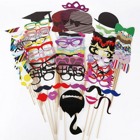 - 76Pcs party mask DIY Happy Birthday Photo Booth Props Mask Glasses Mtache for Wedding Family Christmas Party Supplies Fun Favor Set