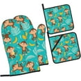 thumbnail image 2 of Monkey Oven Mitts and Pot Holders 4 Pcs Sets for Kitchen, Cooking Gloves Heat Resistant Oven Mitt Gloves Non Slip Potholders BBQ Gloves for Baking, Grilling, BBQ, 2 of 6