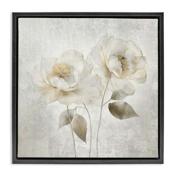 Stupell Industries Contemporary Muted Blossoms Floral Painting Black Floater Framed Canvas Art Print Wall Art, 18 x 18