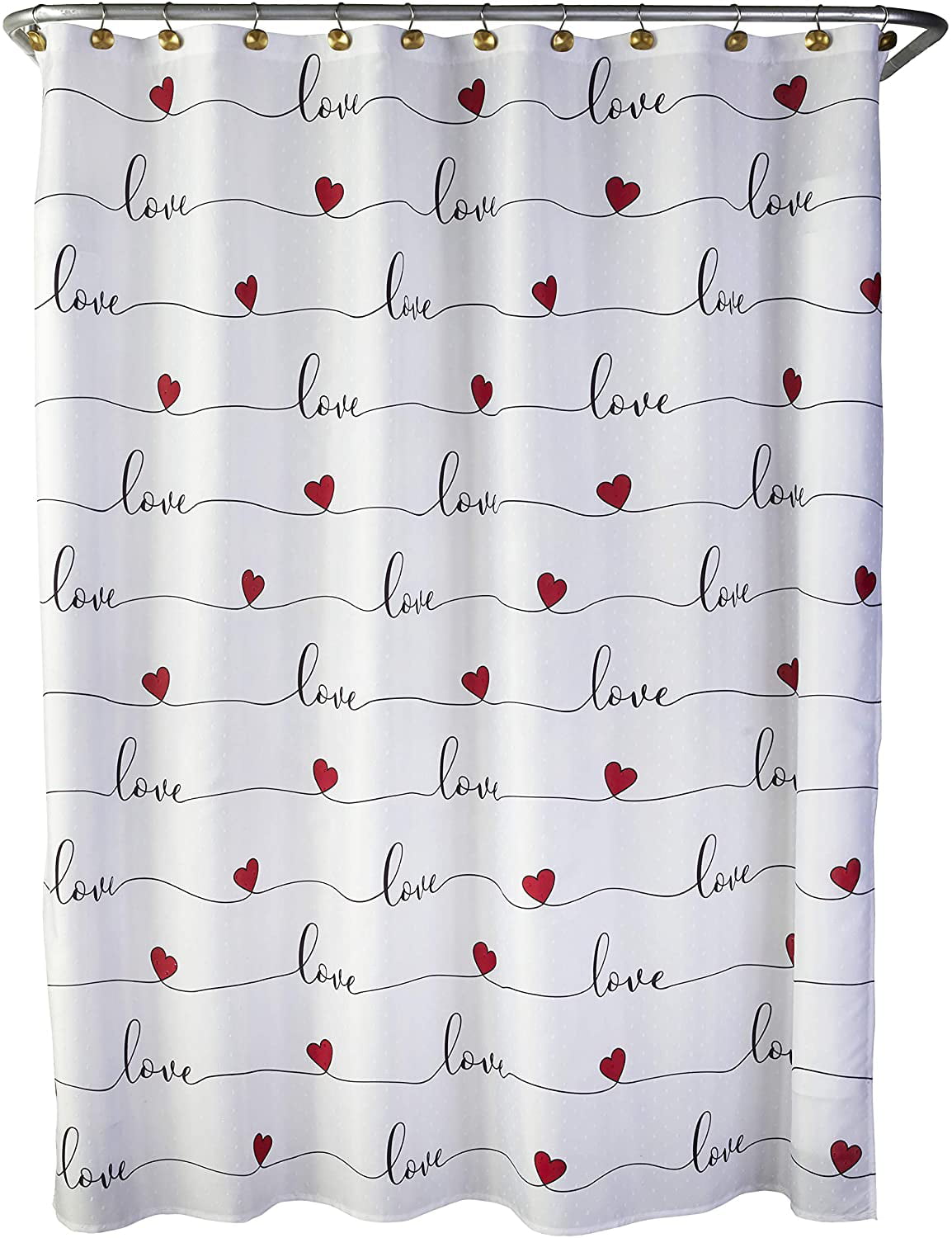 70x72 Love Script Shower Curtain Details about   SKL HOME by Saturday Knight Ltd Multicolored 