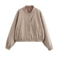 thumbnail image 5 of Womens Cropped Jacket Button Down Long Sleeve Winter Casual Coats Outerwear Women Autumn Winter Cropped, 5 of 5