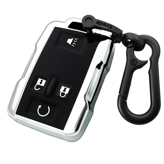 for GMC key fob cover case with Metal buckle,Soft TPU key Shell/skin,4-Buttons fit chevy Colorado Silverado Suburban Tahoe Silverado Remote Key Vehicle Accessories
