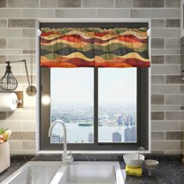 Yayeee Kitchen Valance Rod Pocket 54" x 18" Living Room Window Curtain, Abstract Desert Pattern