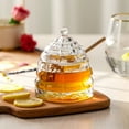 thumbnail image 3 of 1500 C Tabletop Bee-hive Glass Honey Jars with Dipper and Lid 10 oz. Crystal Clear Heavy Glass Honey Pot Honey Containers Holder for Jam Jelly Syrup Home& Kitchen, 3 of 6