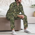 thumbnail image 7 of Honeii Green Skulls Pattern Mens Pajamas Set,2pcs Men's Lounge Long Sleeve Sleep Shirt and Pajama Bottoms Sleepwear Set,Mens Pjs Sets-Small, 7 of 7