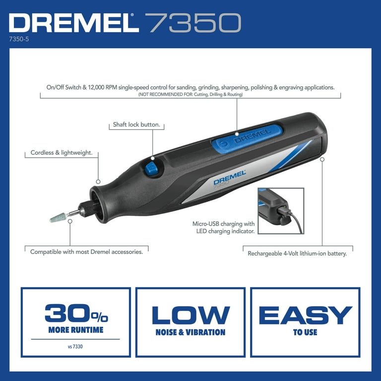 Dremel 7350 5W Cordless Rotary Tool Kit Includes 4V Li ion Battery and 7 Rotary Tool Accessories Ideal for Light DIY Projects and Precision Work Walmart