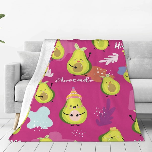 Balery Pink Green Avocado Manta de Felpa Suave y Acogedora – Cobija de Franela Aterciopelada para Cama, Lavable y Cálida para Sofá, Mascotas, Transpirable-40"x30"