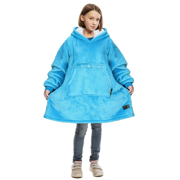 Catalonia Pink Blanket Hoodie for Kids, Oversized Wearable Fleece Sweatshirt Pullover for 7-16 yr Teens Youth, Kids Gift Idea