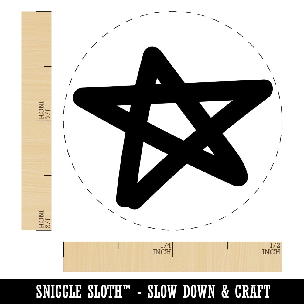 Star Doodle Self-Inking Rubber Stamp Ink Stamper - Brown Ink - Mini 1/2 Inch