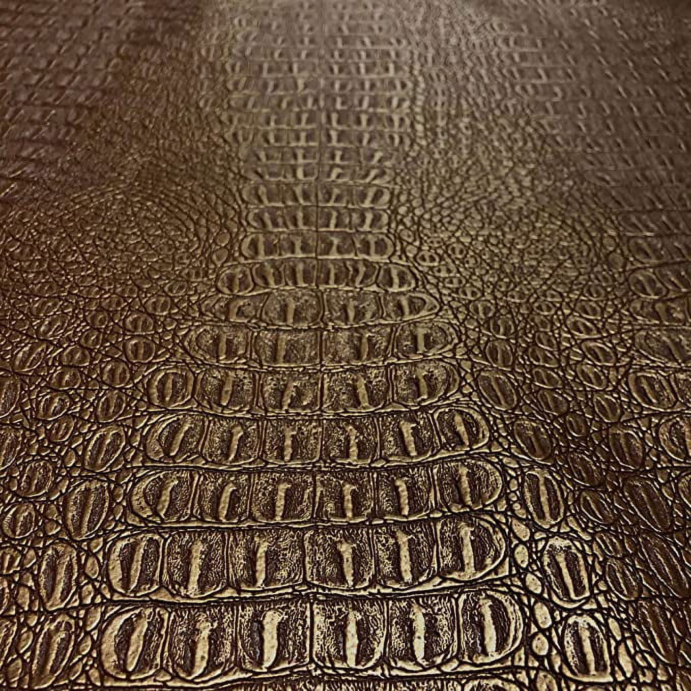 Gator Faux Leather, Soft Textured Crocodile Vinyl Fabric, Alligator Skin Embossed Upholstery And DIY Craft Pleather Sheets – Cut Continuously By The Yard (Copper Metallic)