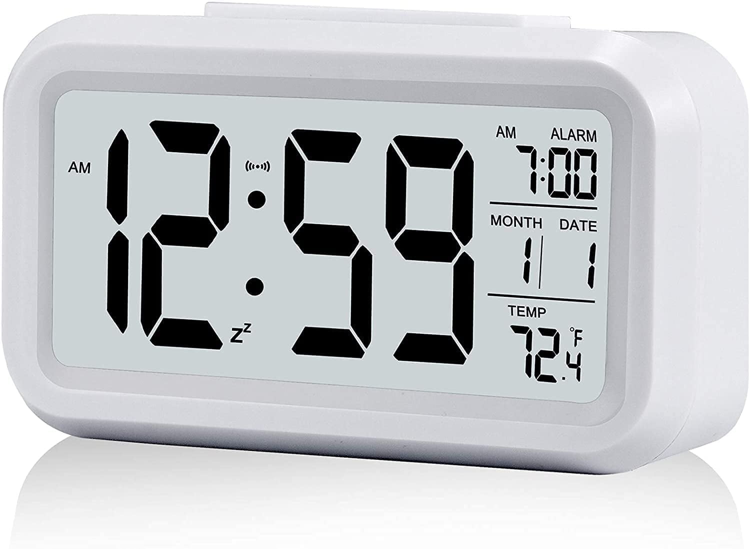 Large Digital LCD Calender Alarm Clock Temperature Snooze Silent Clock 
