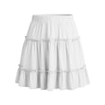 thumbnail image 5 of DHFJKG Womens Layered Ruffle Hem Mini Skirt High Waisted Flowy A-Line Party Summer Casual Tiered Skirt Beach Soft Skirt, 5 of 5