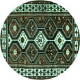 thumbnail image 1 of Ahgly Company Indoor Round Persian Turquoise Blue Traditional Area Rugs, 4' Round, 1 of 4