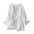 thumbnail image 4 of Cárdigan de mujer ahuecado Bikini camisa abierta Top de punto de verano para boda natación, 4 of 10