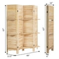 thumbnail image 2 of Costway 4 Panel Folding Room Divider Screen W/3 Display Shelves 5.6 Ft Tall Natural, 2 of 10