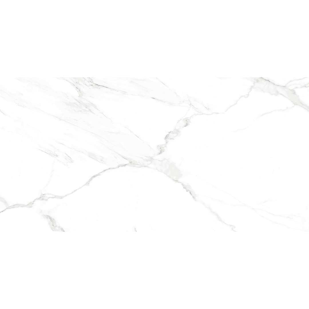 The Tile Life Cheyenne White Glossy Marble-Look Porcelain Floor & Wall Tile, 12 x 24 in, 8-Piece