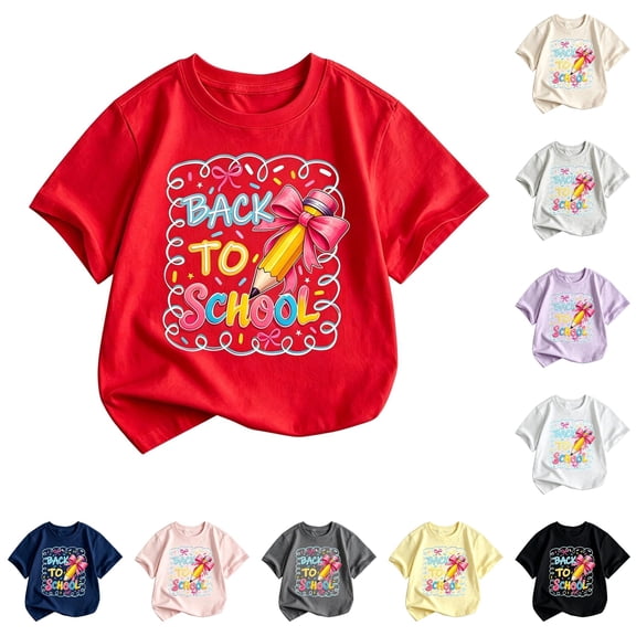 JAJAHO Welcome Back To School Shirt For Girls 2-13Y Short Sleeve Crew Neck Cute Graphic Tees Tops