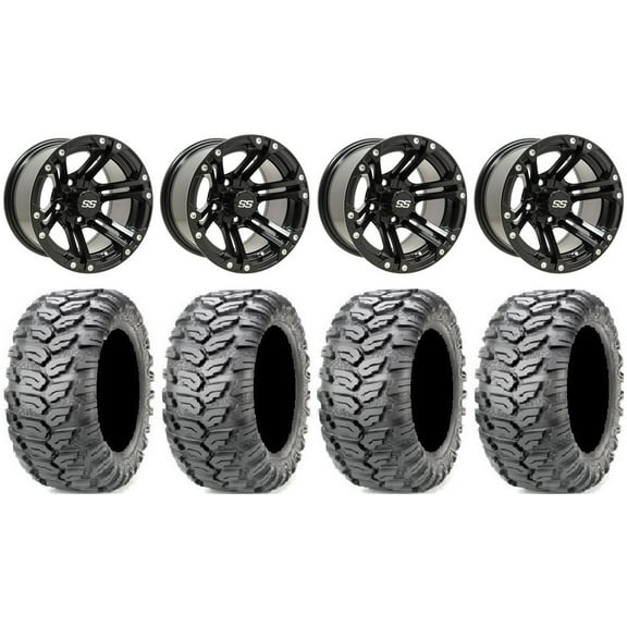 GTW Specter 12" Golf Cart Wheels Black 23" Ceros Tires E-Z-GO & Club Car