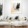 thumbnail image 4 of Designart Black and White Horse Heads - Animal Throw Pillow - 16x16, 4 of 5