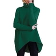 thumbnail image 1 of Womens Turtleneck Long Batwing Sleeve Asymmetric Hem Casual Pullover Sweater Knit Tops, 1 of 9