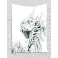 thumbnail image 1 of Dragon Tapestry, Sketch of A Medieval Spiritual Character Mythological Creature Abstract Design, Wall Hanging for Bedroom Living Room Dorm Decor, 60W X 80L Inches, Light Grey White, by Ambesonne, 1 of 1