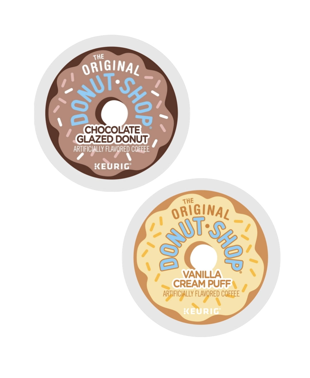 The Original Donut Shop Chocolate Glazed Donut and Vanilla Cream Puff Coffee K Cups Variety Pack, 24 K Cups Each
