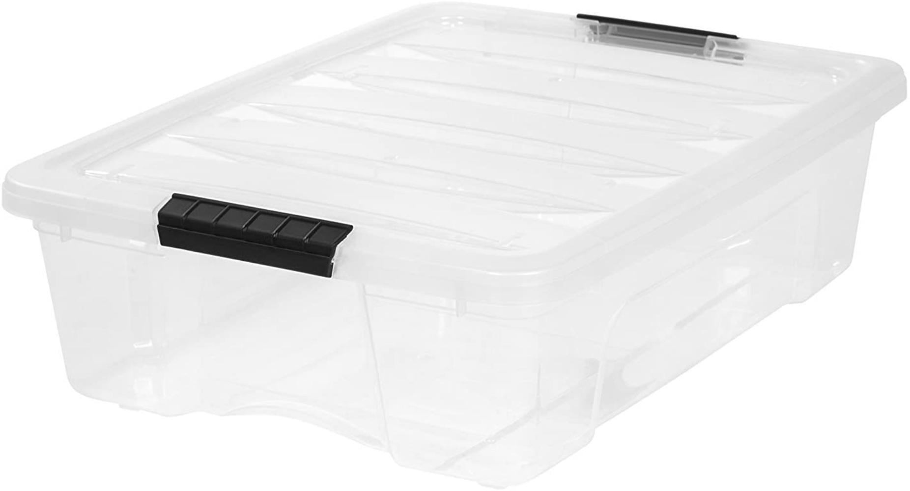 Large Plastic Storage Tote 53 Qt Container Home Stackable Box Lid PVC Bin Clear 