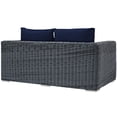 thumbnail image 2 of Modern Contemporary Urban Design Outdoor Patio Balcony Loveseat Sofa, Navy Blue, Rattan, 2 of 5