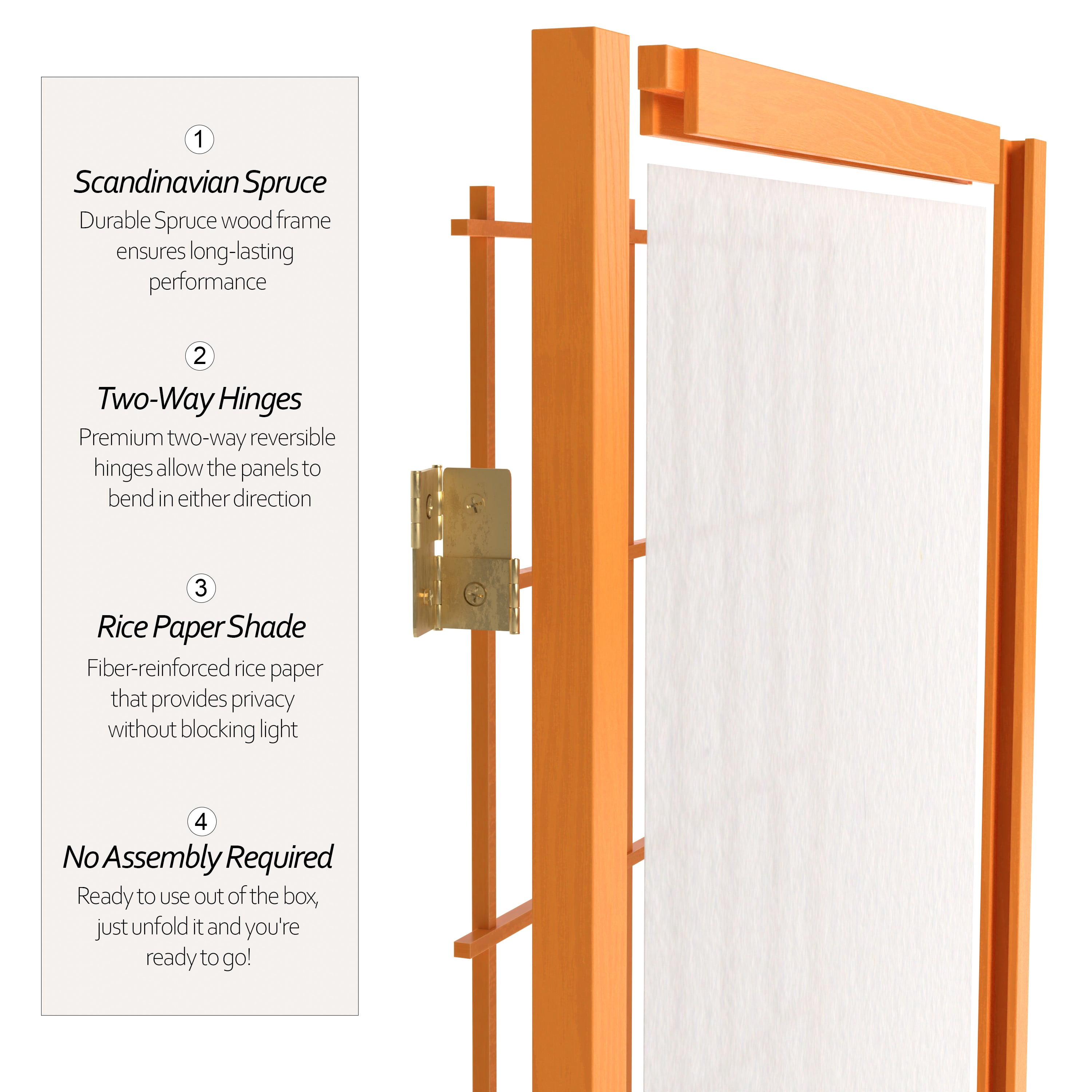 Red Lantern 7 ft. Tall Window Pane Shoji Screen - Honey - 3 Panels
