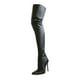 thumbnail image 5 of Botas altas hasta el muslo de cuero PU para actividades al aire libre, botas altas cómodas más cálidas, botas hasta la para mujer a la moda de negro, 5 of 8