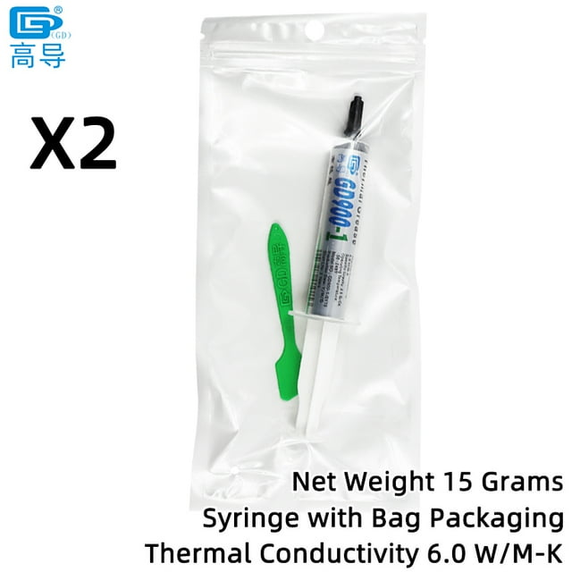 900-1 Thermal Conductive Grease Paste Plaster Heat Sink Compound Net Weight 1/3/7/15/30 Grams Gray for CPU LED GPU SSY GD900-1-BA15 2 PCS