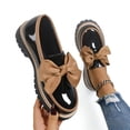 thumbnail image 5 of Women Patent Leather Round Toe Loafers, Bow Accent Chunky Heel Platform Casual Shoes, 5 of 6